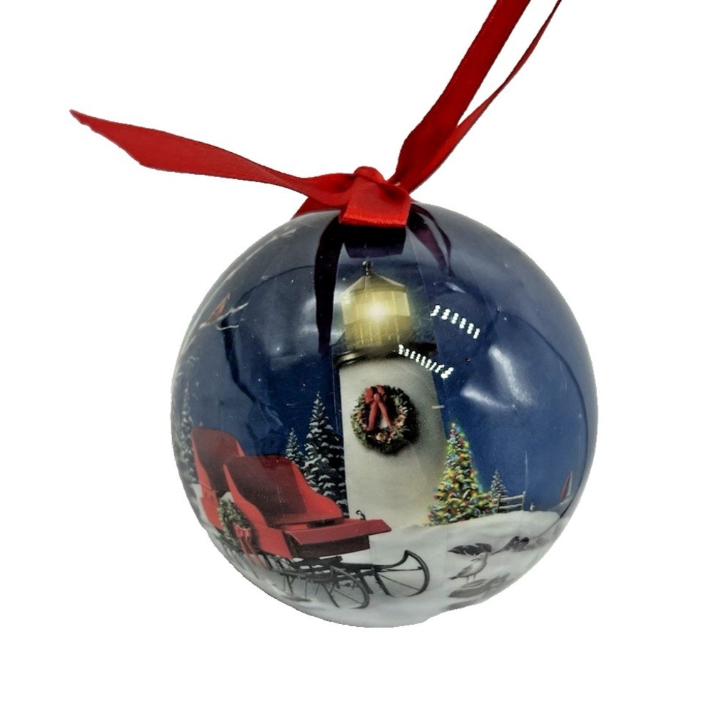 Cape Shore Christmas Ornament Lighthouse at Night Winter Sleigh Nautical Coastal